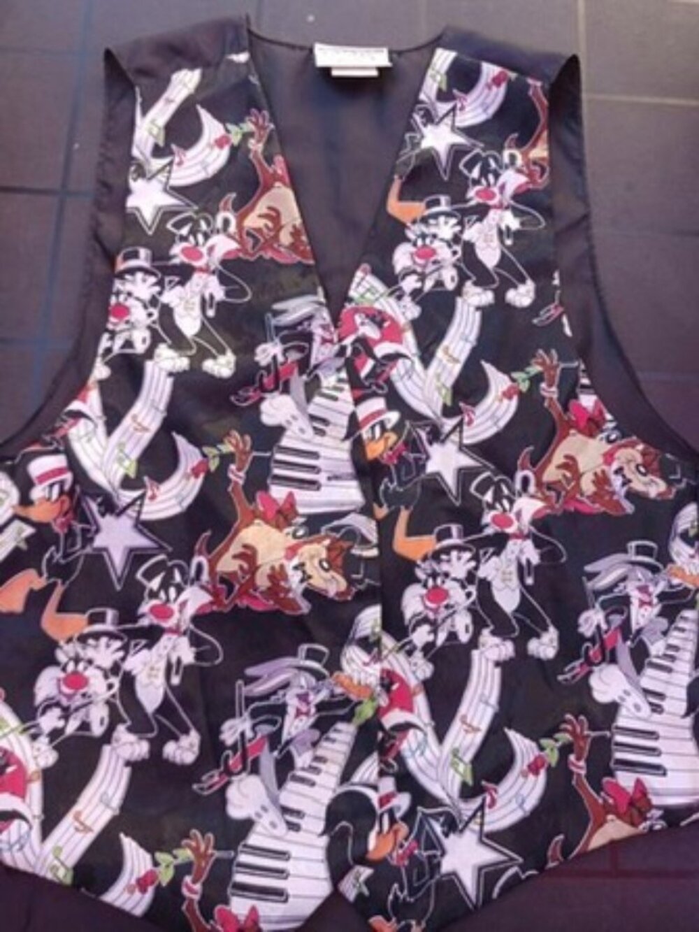 Vintage Looney Tunes Music Vest Bugs Daffy Taz Sylvester 90s